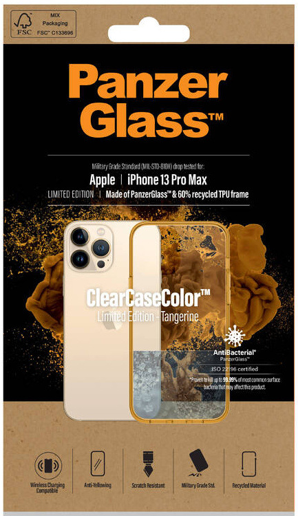 Kryt na mobil PanzerGlass ClearCaseColor na Apple iPhone 13 Pro Max oranžový/průhledný