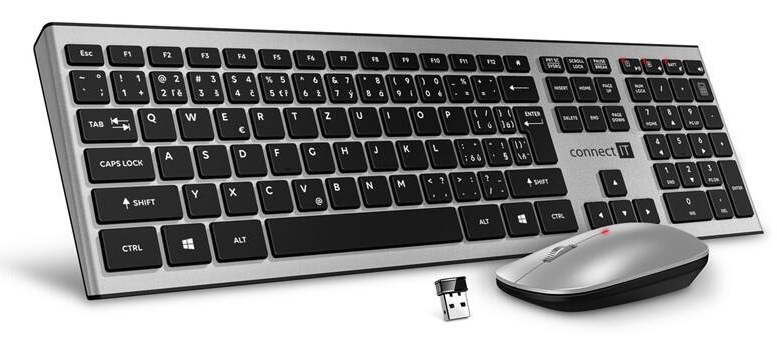 Klávesnice s myší Connect IT Combo, CZ + SK layout stříbrná