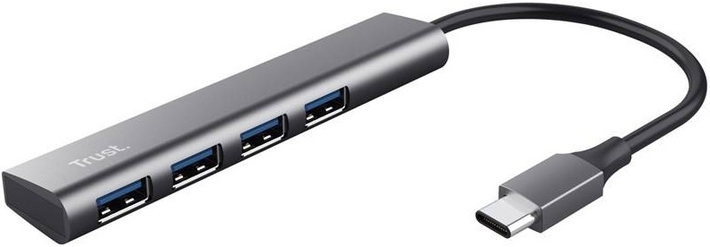 USB Hub Trust Halyx Aluminium USB-C/4x USB 3.2 Gen1 stříbrný