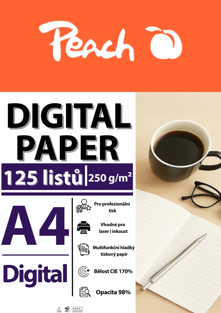 Papíry do tiskárny Peach Digital A4 250g - 125 listů