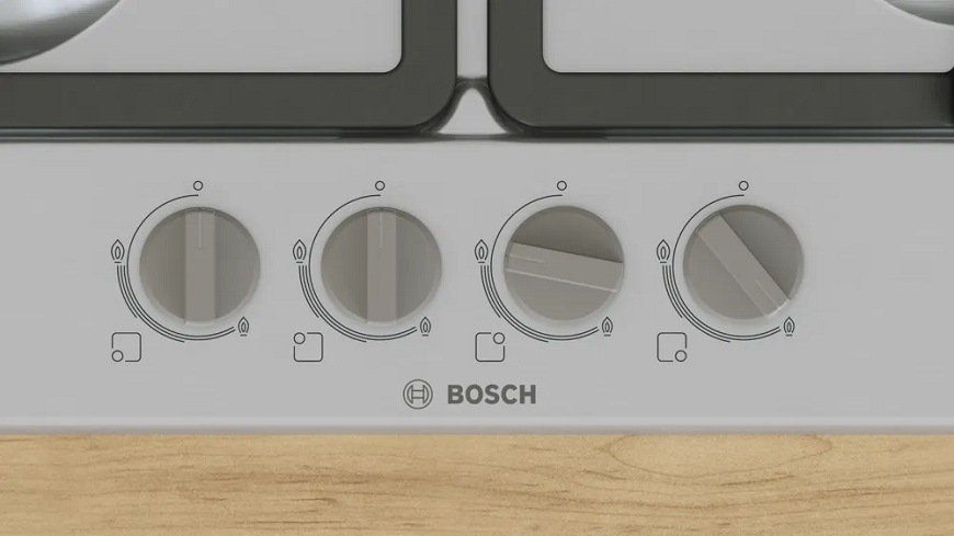 Otočné voliče u plynové varné desky Bosch PGH6B5K90