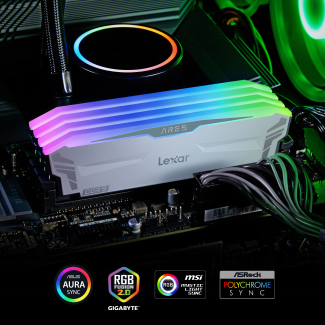 Operační paměť Lexar ARES 32GB (2x16GB) DDR5 6800MHz CL34 RGB černý UDIMM Lexar ARES RGB 32 GB (2× 16 GB) 6 800 MHz CL34