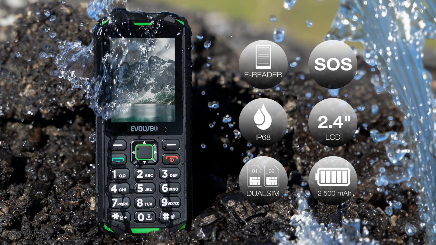 Mobilní telefon Evolveo StrongPhone X5 černý/zelený Evolveo StrongPhone X5, černá/zelená