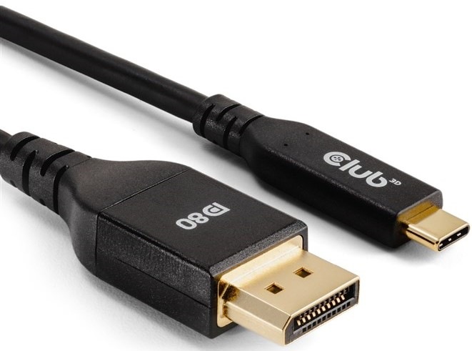 Kabel Club3D USB-C/DisplayPort 2.1, 10K60Hz, 1m - černý