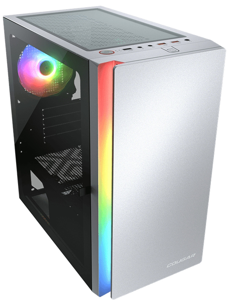 Počítačová skříň Cougar Purity RGB s minimalistickým designem, bílá barva