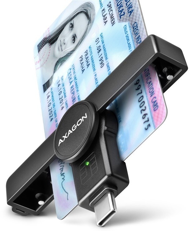 Čtečka eObčanek Axagon USB-C PocketReader černá