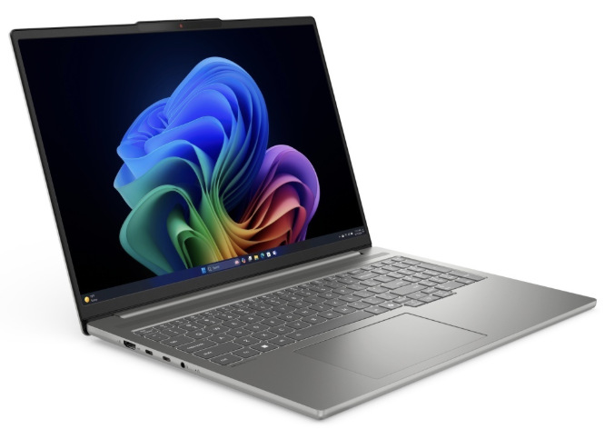 Notebook Lenovo IdeaPad Pro 5 16AKP10 z levého úhlu s viditelnými bočními konektory