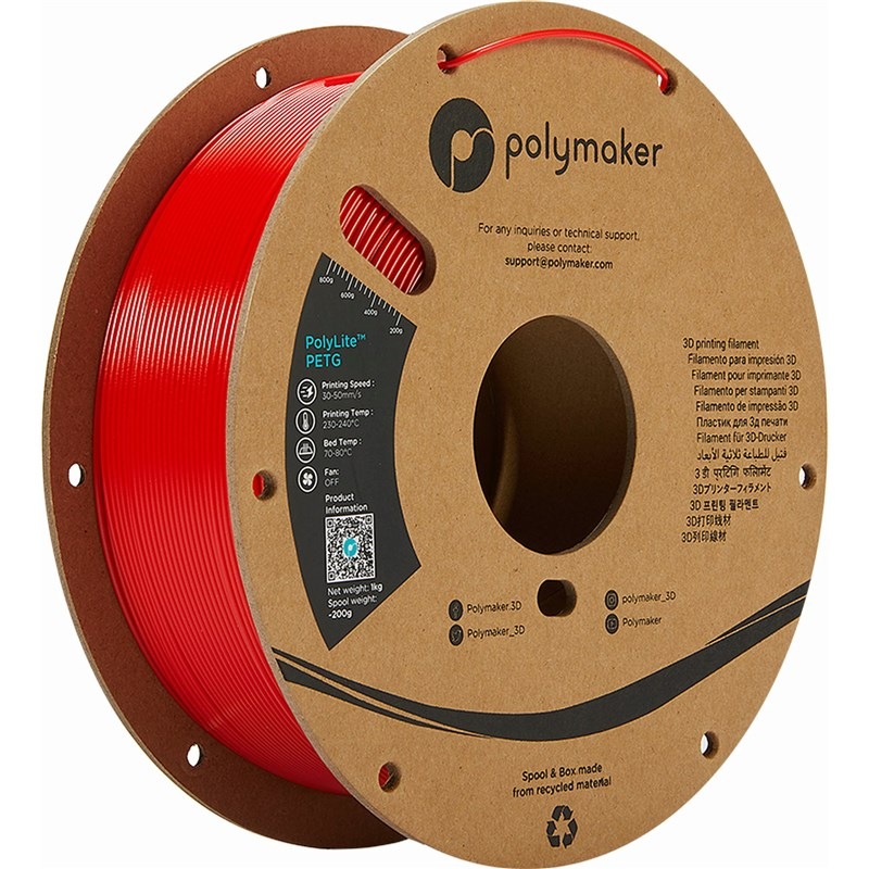 Filament Polymaker PolyLite PETG, 1,75 mm, 1 kg červený