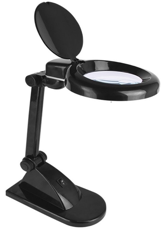 Stolní LED lampička Geti lupa GDM23A, 3 + 12 dioptrí černá