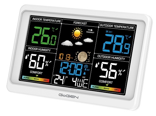 Meteostanice GoGEN ME 3350 zobrazující informace o počasí