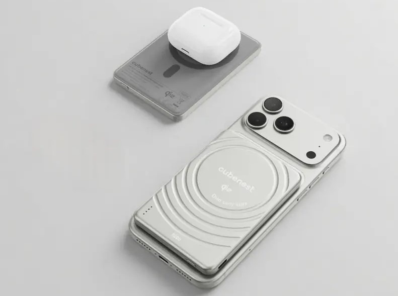 Powerbanka Cubenest SlimDual MagSafe Qi2 5000 mAh stříbrná