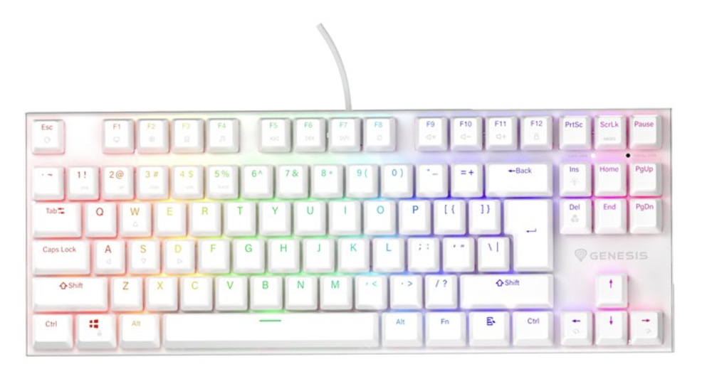 Klávesnice Genesis THOR 303 TKL RGB, Outemu Peach Silent, US layout bílá