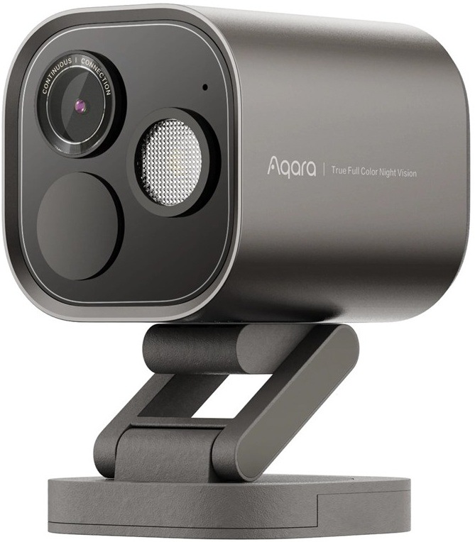 Venkovní bezpečnostní kamera Aqara G5 Pro s nočním viděním na stojanu.