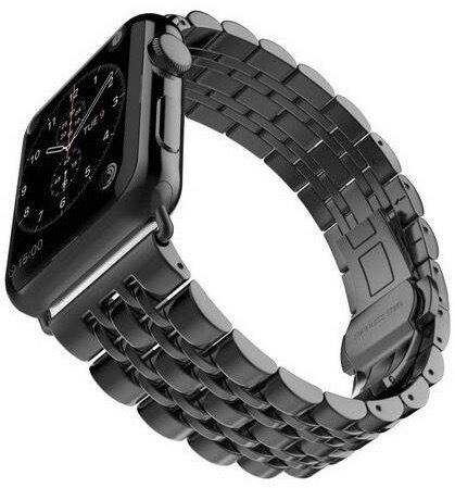 Řemínek WG klasik, kovový, na Apple Watch 42/44/45/49 mm + adapter černý