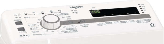 Pračka Whirlpool TDLR 65230SS CS/N bílá Vrchem plněná pračka Whirlpool TDLR 65230SS CS/N, bílá, přehledný český panel