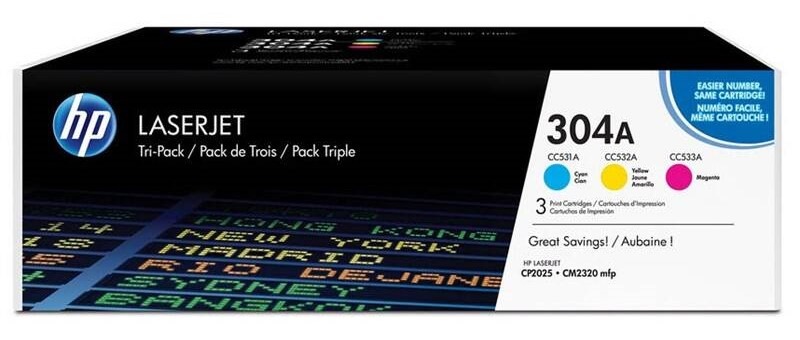Toner HP 304A, 3x 2 800 stran vícebarevný