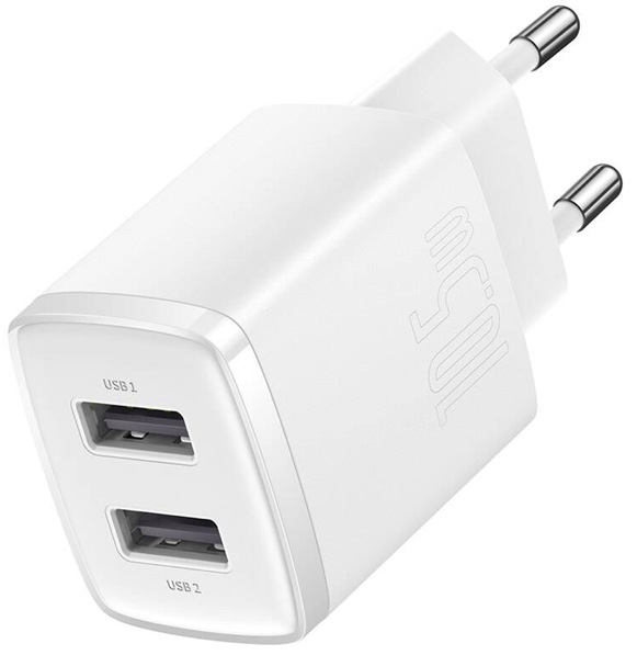 Nabíječka do sítě Baseus 2U 10,5W, 2x USB bílá Nabíječka do sítě Baseus 2U 10,5W, 2x USB bílá