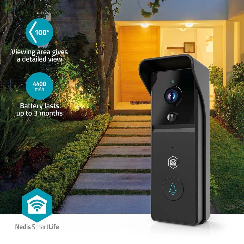 Videozvonek Nedis SmartLife WIFICDP21BK s nastavitelnou zónou detekce