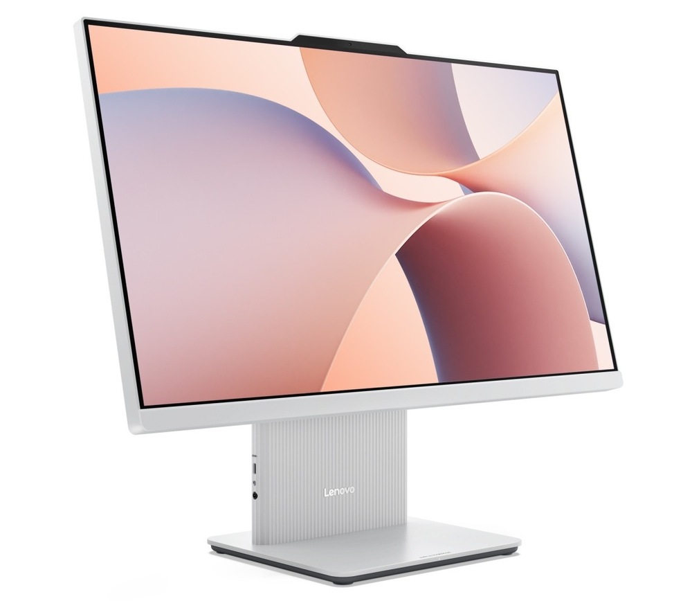 Počítač All In One Lenovo IdeaCentre 24ARR9 světle šedý Zapnutý počítač All In One Lenovo IdeaCentre 24ARR9 23.8" otočený doprava