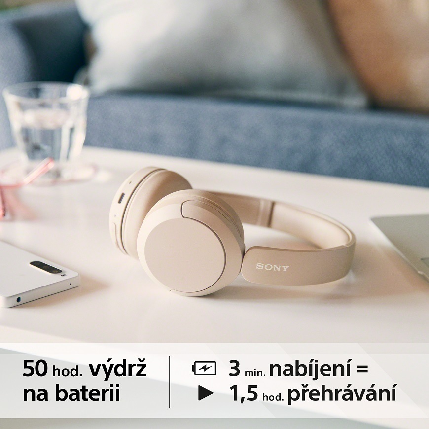 Sluchátka Sony WH-CH520 - béžová