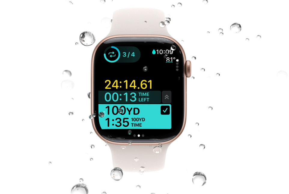 Chytré hodinky Apple Watch Series 10 GPS + Cellular 46mm pouzdro ze zlatého titanu - hvězdně bílý sportovní řemínek - M/L