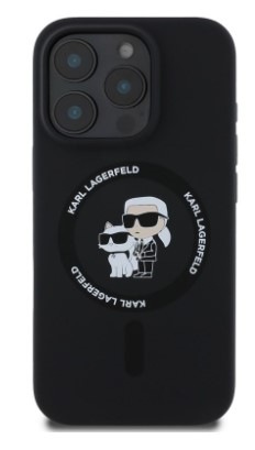 Kryt na mobil Karl Lagerfeld Karl and Choupette na Apple Iphone 16 Pro, MagSafe černý