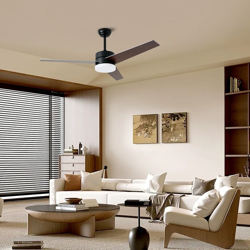 Stropní svítidlo IMMAX NEO LITE VARIABLE SMART LED s ventilátorem, 24W, Wi-Fi, TUYA - černé/hnědé