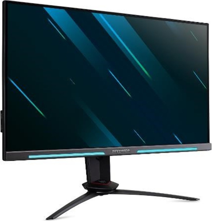 Herní monitor s úzkými rámečky při pohledu šikmo zepředu