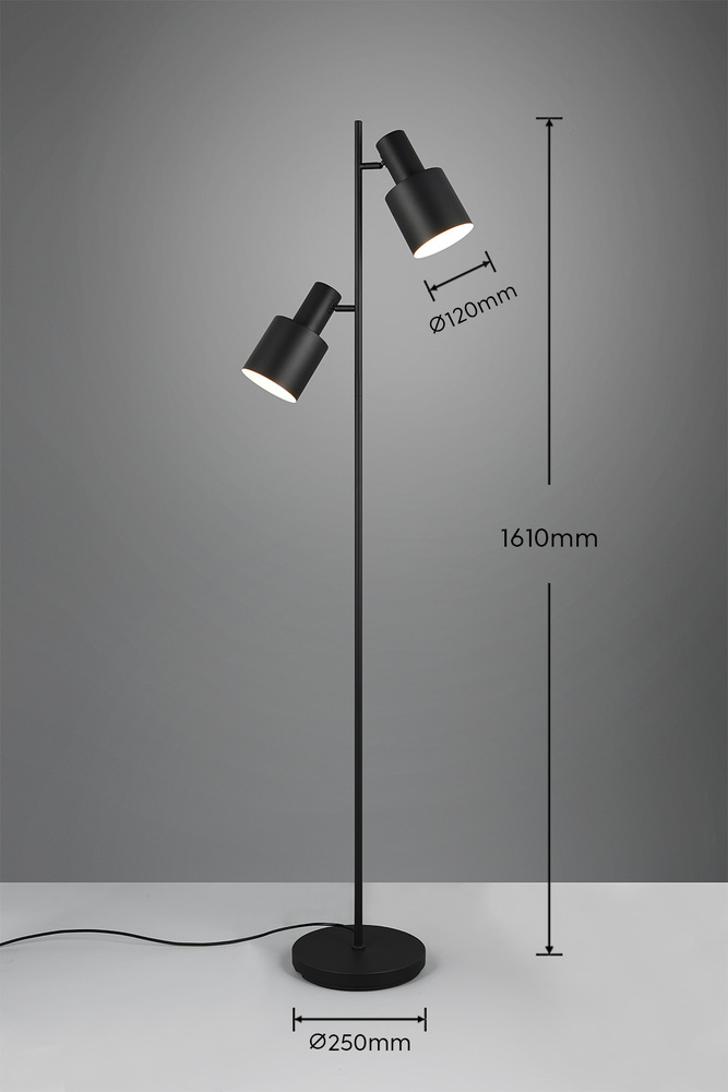 Stojací lampa TRIO AGUDO, 2x E27 černá Stojací lampa TRIO AGUDO