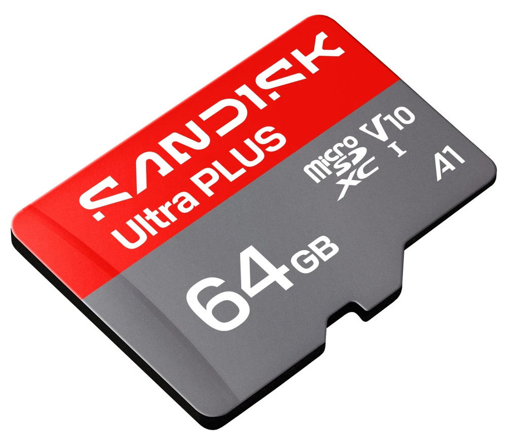 Paměťová karta SANDISK Micro SDXC Ultra Plus 64GB UHS-I U1 (150R) + SD adaptér Paměťová karta SanDisk Ultra Plus microSDXC 64 GB s podporou UHS-I a výkonovou třídou A1
