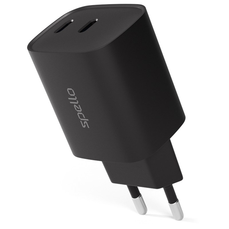 Nabíječka do sítě Spello by Epico ForceBoost GaN 45W 2x USB-C černá