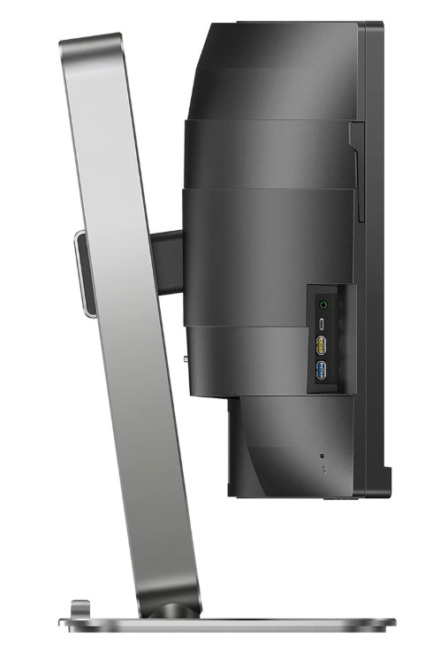 Boční pohled na monitor Philips 49B2U5900C se stojanem a přístupnými konektory