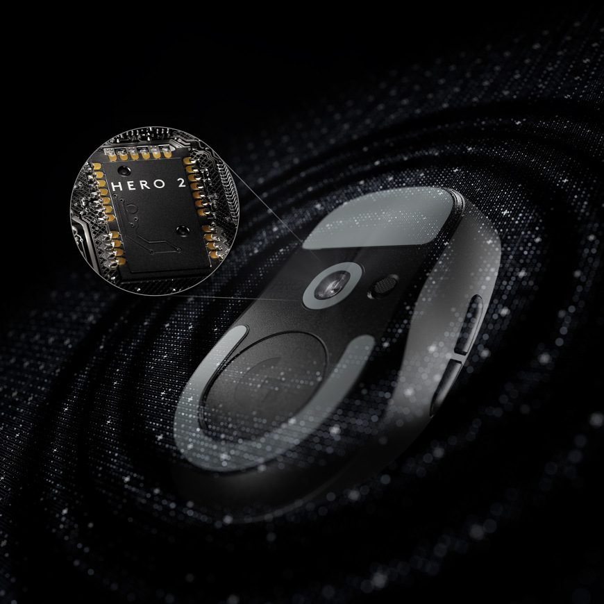 Spodní strana myši Logitech G PRO X Superlight 2c SE se snímačem HERO 2 a technickým detailem senzoru