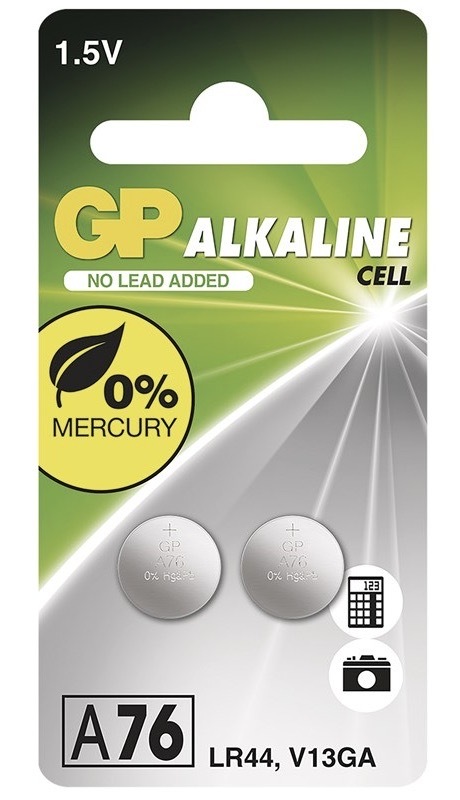 Baterie alkalická GP LR44, A76F, blistr 2ks
