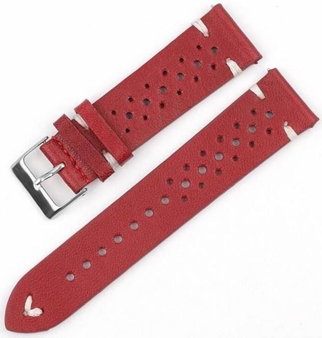 Řemínek RhinoTech univerzální Genuine Leather Quick Release 22mm červený