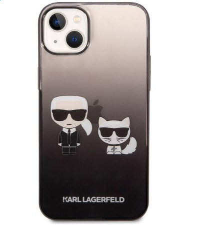 Kryt na mobil Karl Lagerfeld Gradient Karl and Choupette na Apple iPhone 14 Plus černý KLGKLHCP14MTGKCK