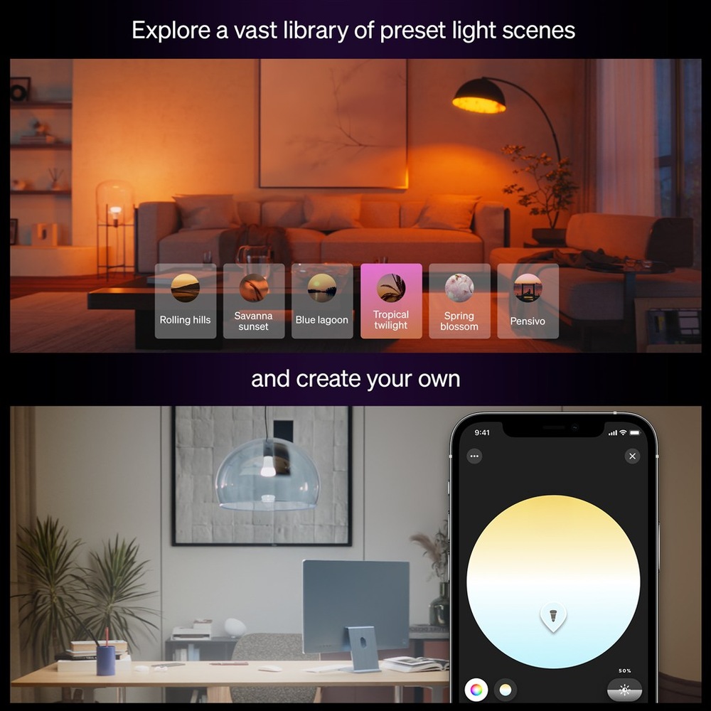 Chytrá žárovka Philips Hue Bluetooth, E27, 1100 lm, White and Color Ambiance (2 ks) PHI929003853502_03