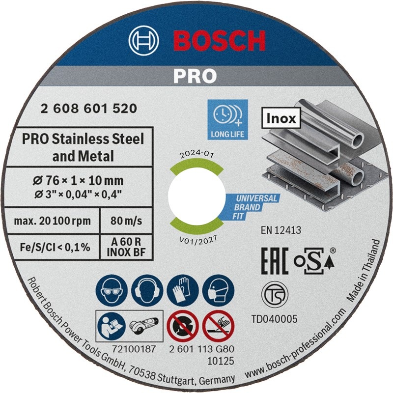 Řezný kotouč Bosch PRO, řezání oceli a kovů