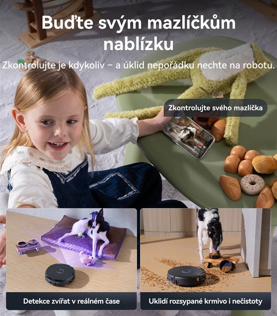 Robotický vysavač Narwal Flow 2 X30 černý Vysavač nabízí dohled nad domácími mazlíčky