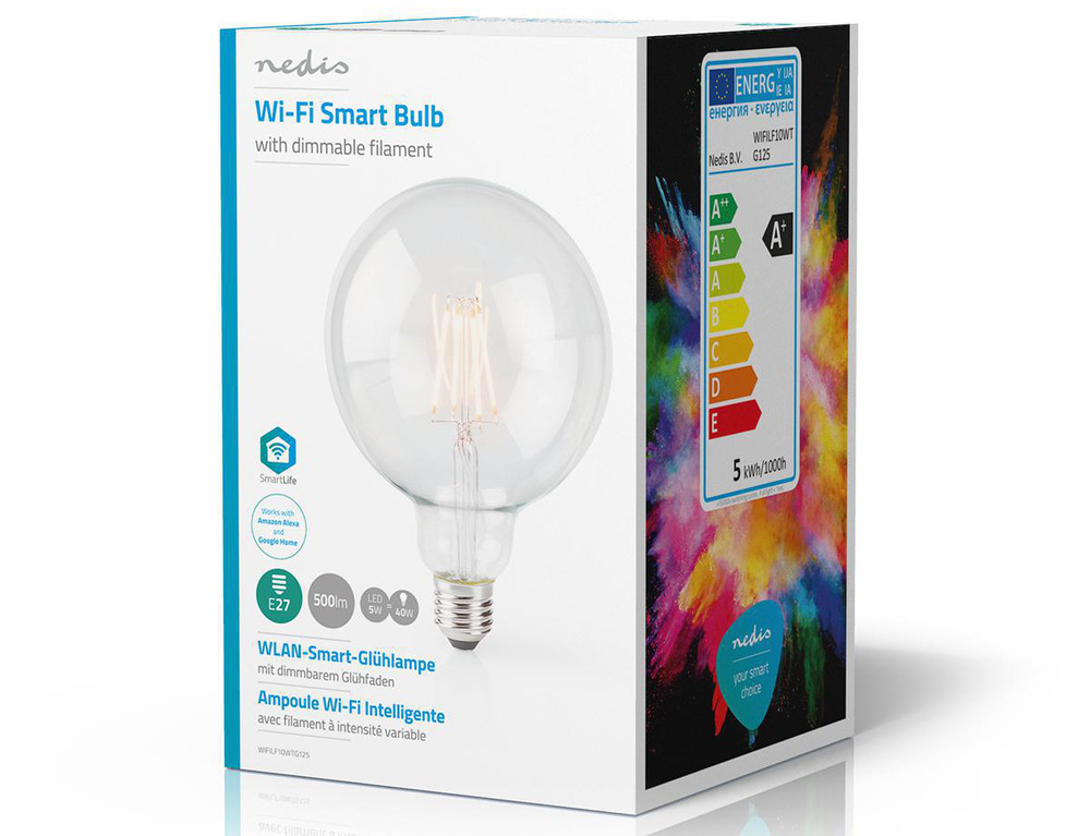 Chytrá žárovka Nedis SmartLife globe, Wi-Fi, E27, 500 lm, 5 W, Teplá Bílá
