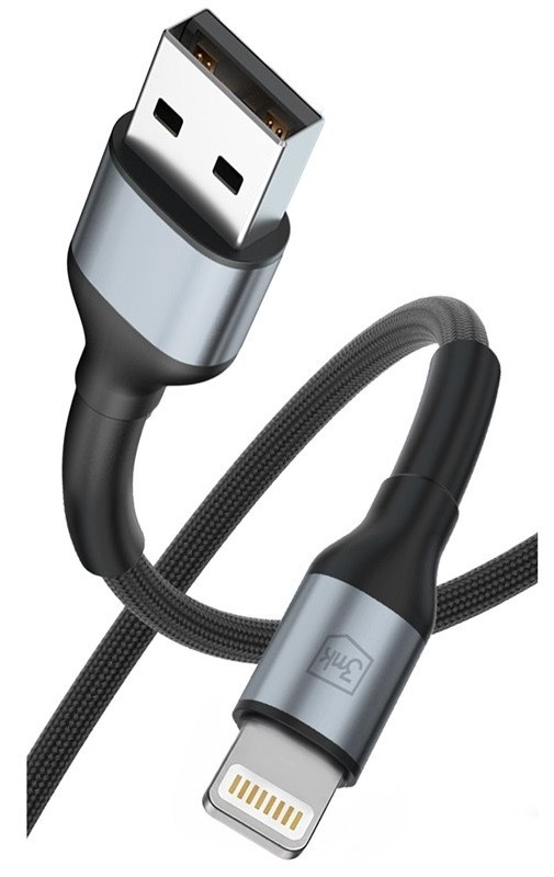 Nabíjecí kabel 3mk s konektory USB-A a Lightning, černá barva