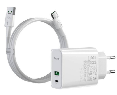 Nabíječka do sítě Baseus Speed PPS Quick Charger 30W + USB-C kabel 1m bílá