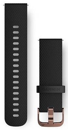 Řemínek Garmin Quick Release 20mm, silikonový černý, růžovozlatá přezka