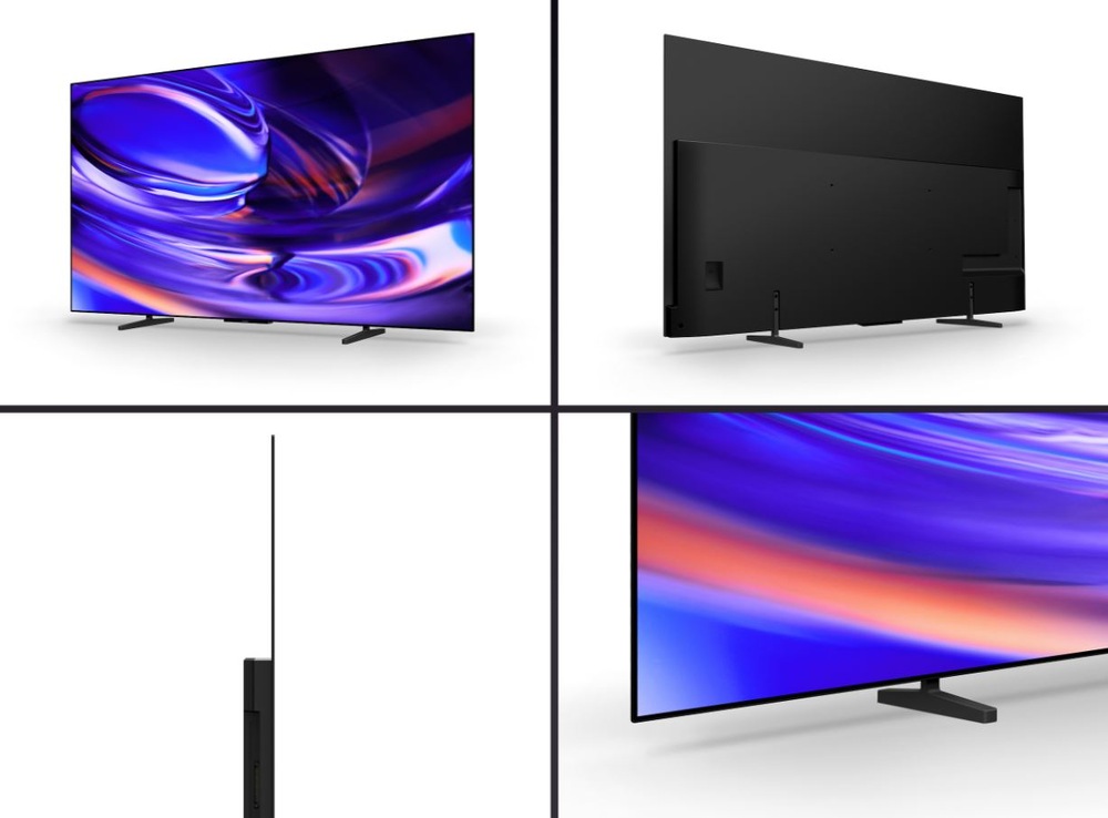 Televizor Sony BRAVIA 6 z předního, zadního a bočního pohledu s detailem tenkého provedení