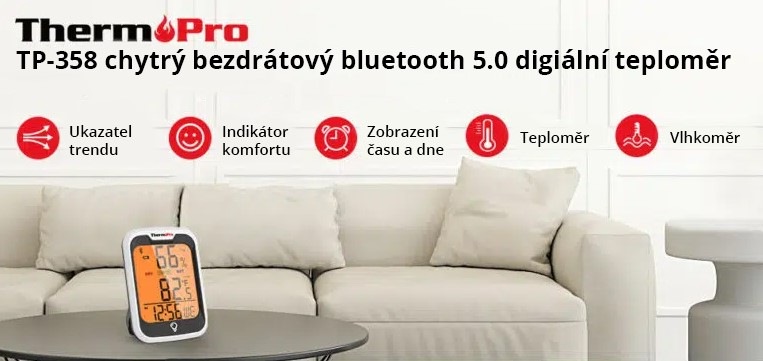 Teploměr ThermoPro TP-358 BT bílý ThermoPro TP358, BT