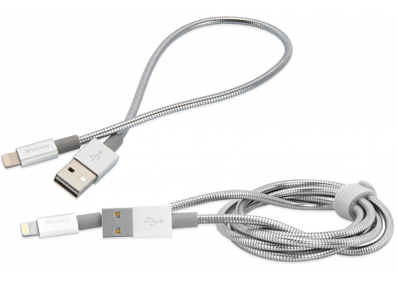 Kabel Verbatim USB/Lightning, 1m + 0,3m stříbrný