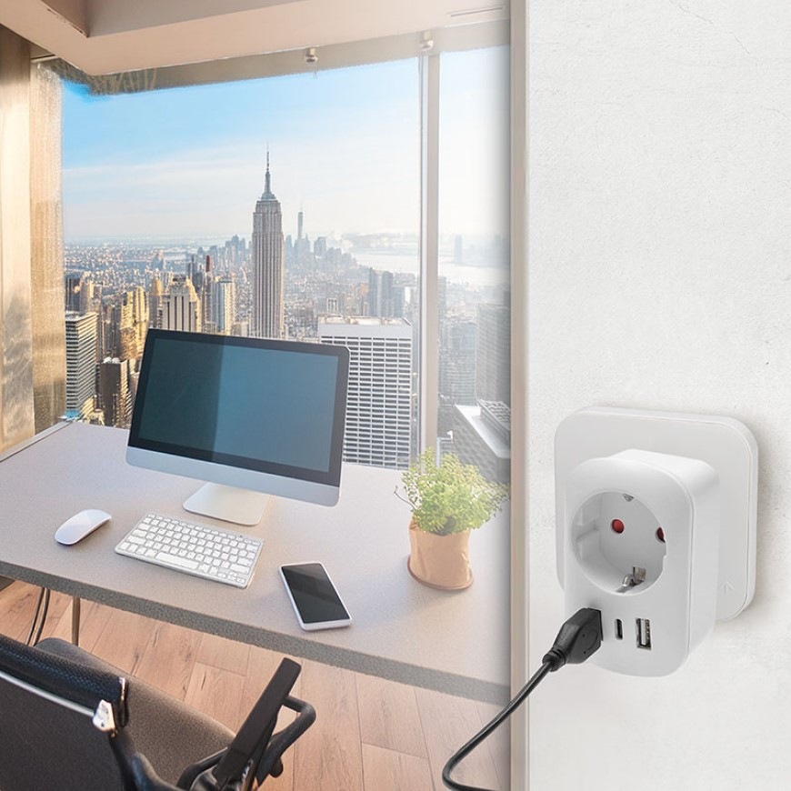 Cestovní adaptér Solight USA USB A+C pro použití ve Spojených státech, typ B bílý Cestovní adaptér SKROSS USA USB A+C pro použití ve Spojených státech, typ B - bílý