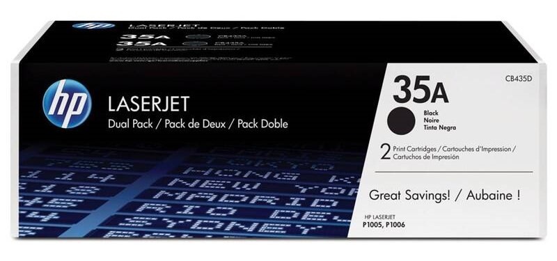 Toner HP 35A, 2x 1 500 stran, 2-pack černý