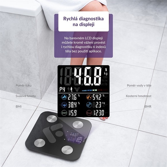 Osobní váha TrueLife FitScale W6 BT Black černá/sklo Osobní váha TrueLife FitScale W6 BT Black černá/sklo