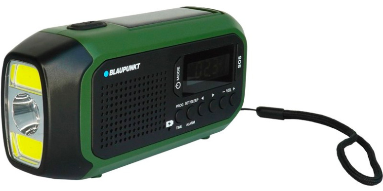 Radiopřijímač Blaupunkt ER20GR Survival přenosné nouzové rádio s dynamem černozelené provedení
